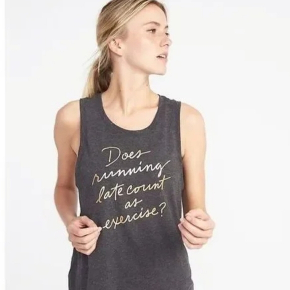 Old Navy Tops - Old Navy Gray Tank Size Medium with Gold lettering